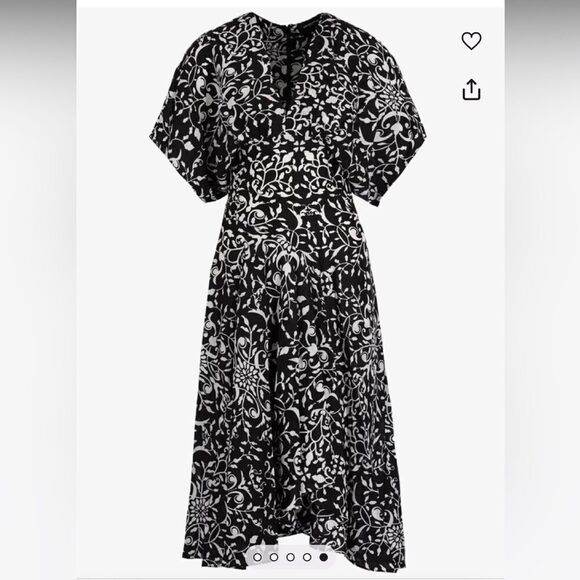 NWT The Kooples Coromandel Midi Black White Dress Size S - Picture 6 of 15